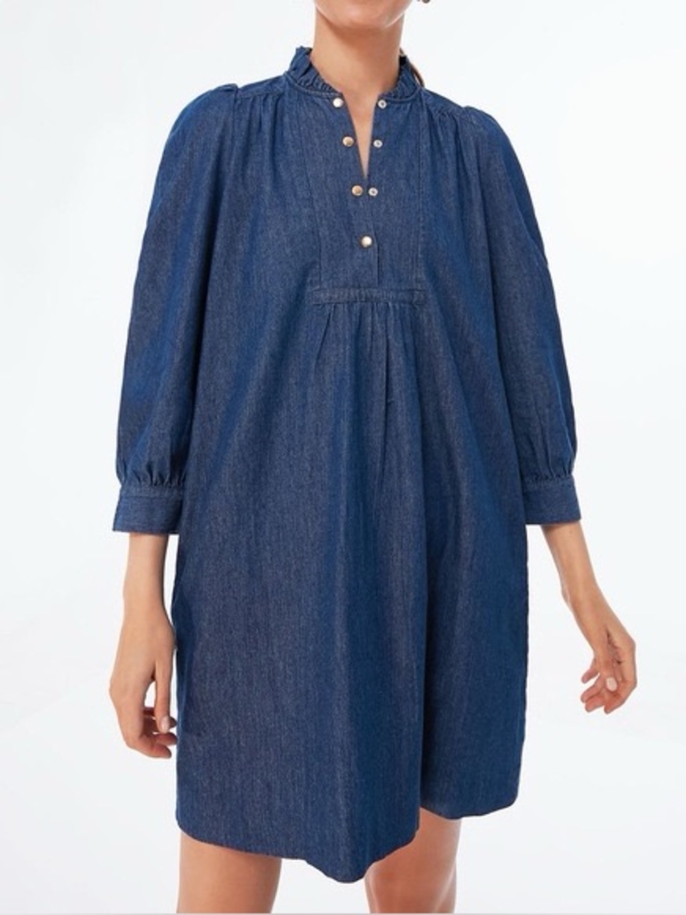 Tuckernuck Pomander Place Navy Chambray Claiborne Mini Dress Cotton Blue Size L